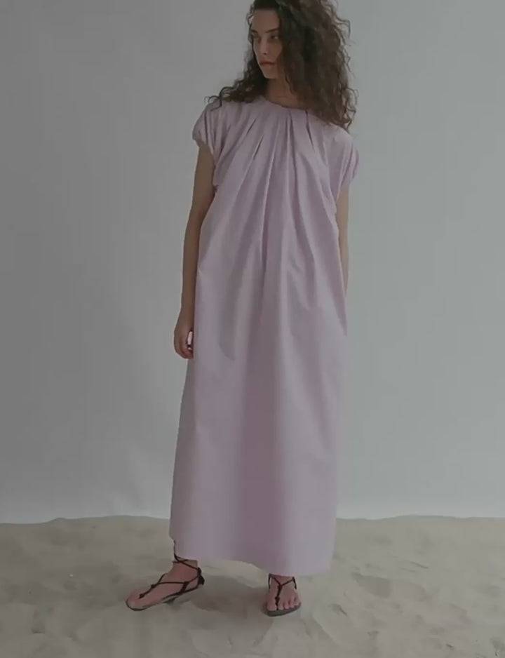 GATHERED NECK COCOON MAXI DRESS