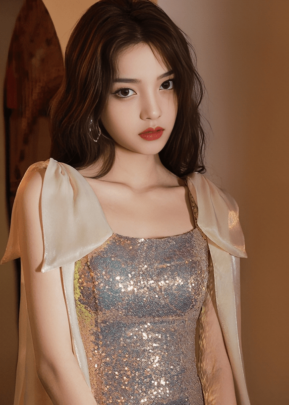 ショルダリボンスパンコールマーメイドドレス - Vera Lumina