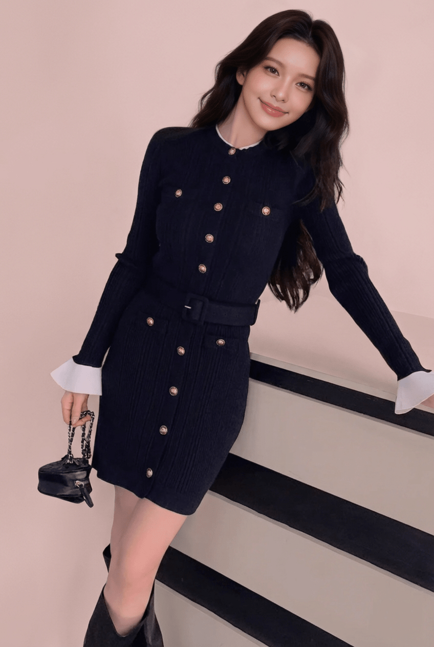 バルーンスリーブスカラップレースドレス - Vera Lumina