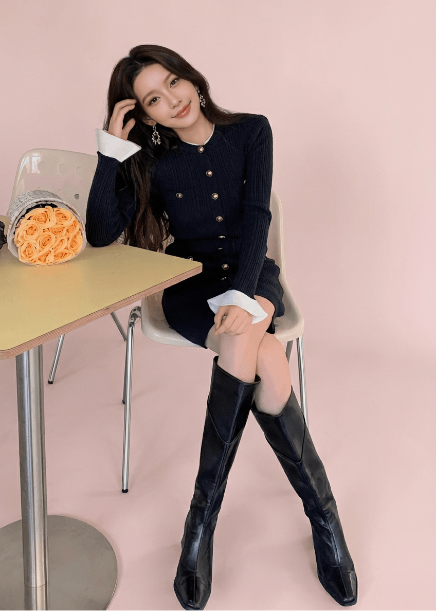 バルーンスリーブスカラップレースドレス - Vera Lumina