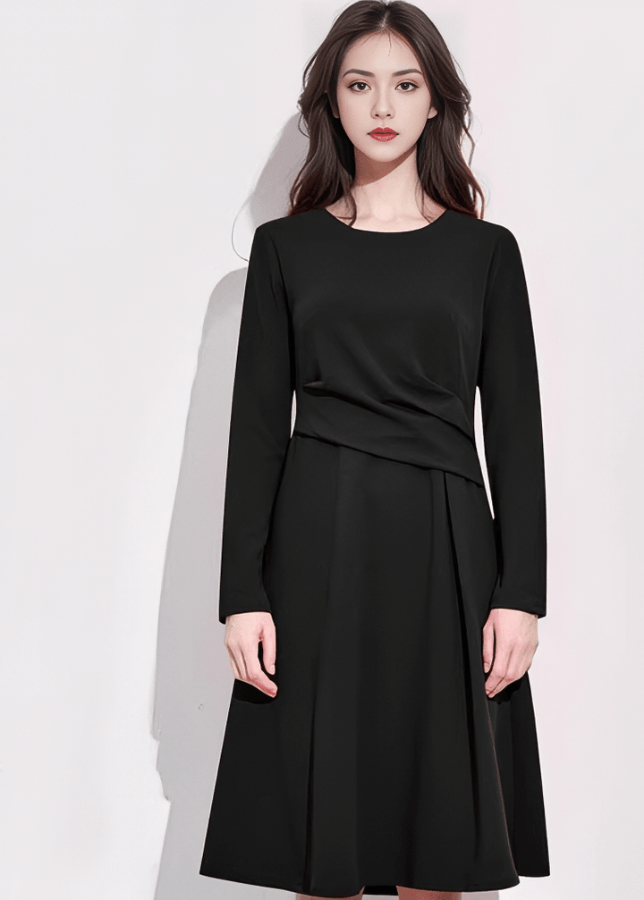 エレガントロングスリーブフレアワンピース - Vera Lumina