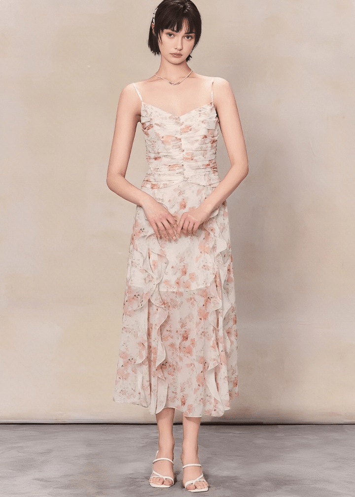 フローラルドレープキャミソールマキシドレス - Vera Lumina