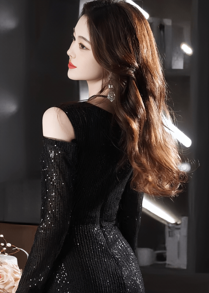 ビジューグリッターコールドショルダードレス - Vera Lumina