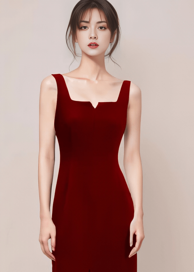 ノッチネックフロントスリットタイトドレス - Vera Lumina