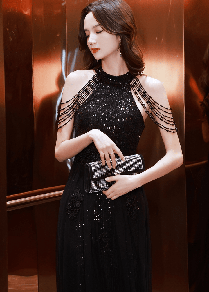 ビジューフリンジチュールマキシドレス - Vera Lumina