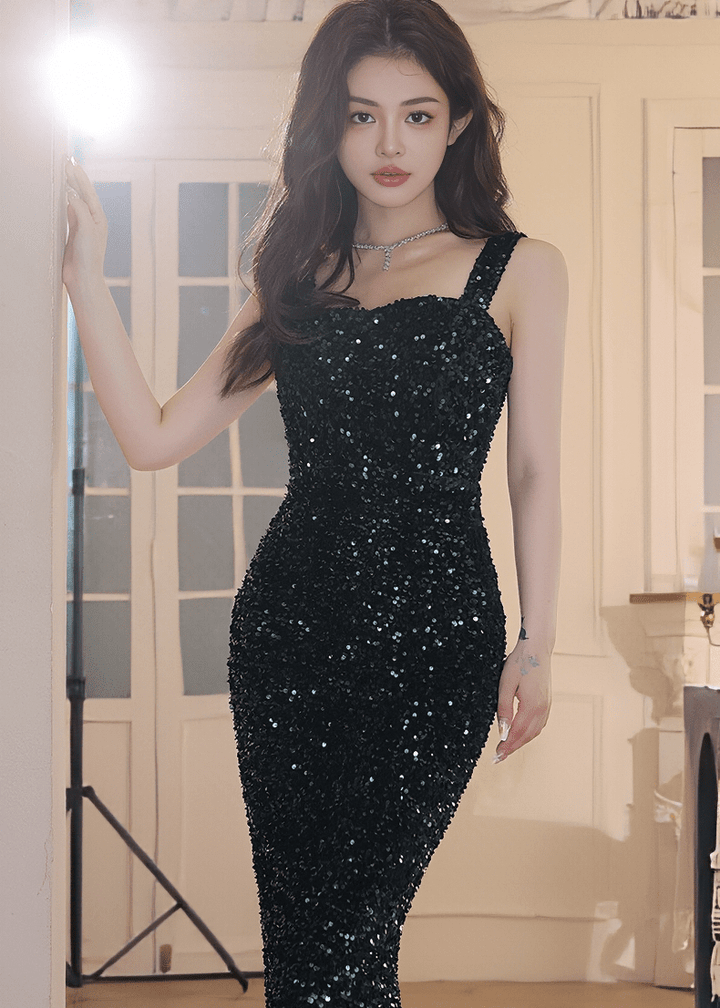 スパンコールタイトマーメイドドレス - Vera Lumina