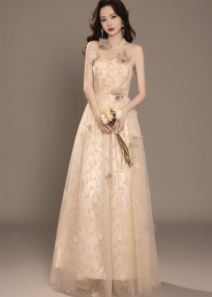 チュールフラワーホルターネックドレス - Vera Lumina