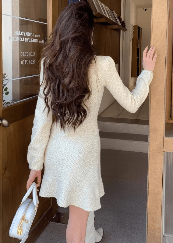 フラワービジューカラーマーメイドフレアワンピース - Vera Lumina