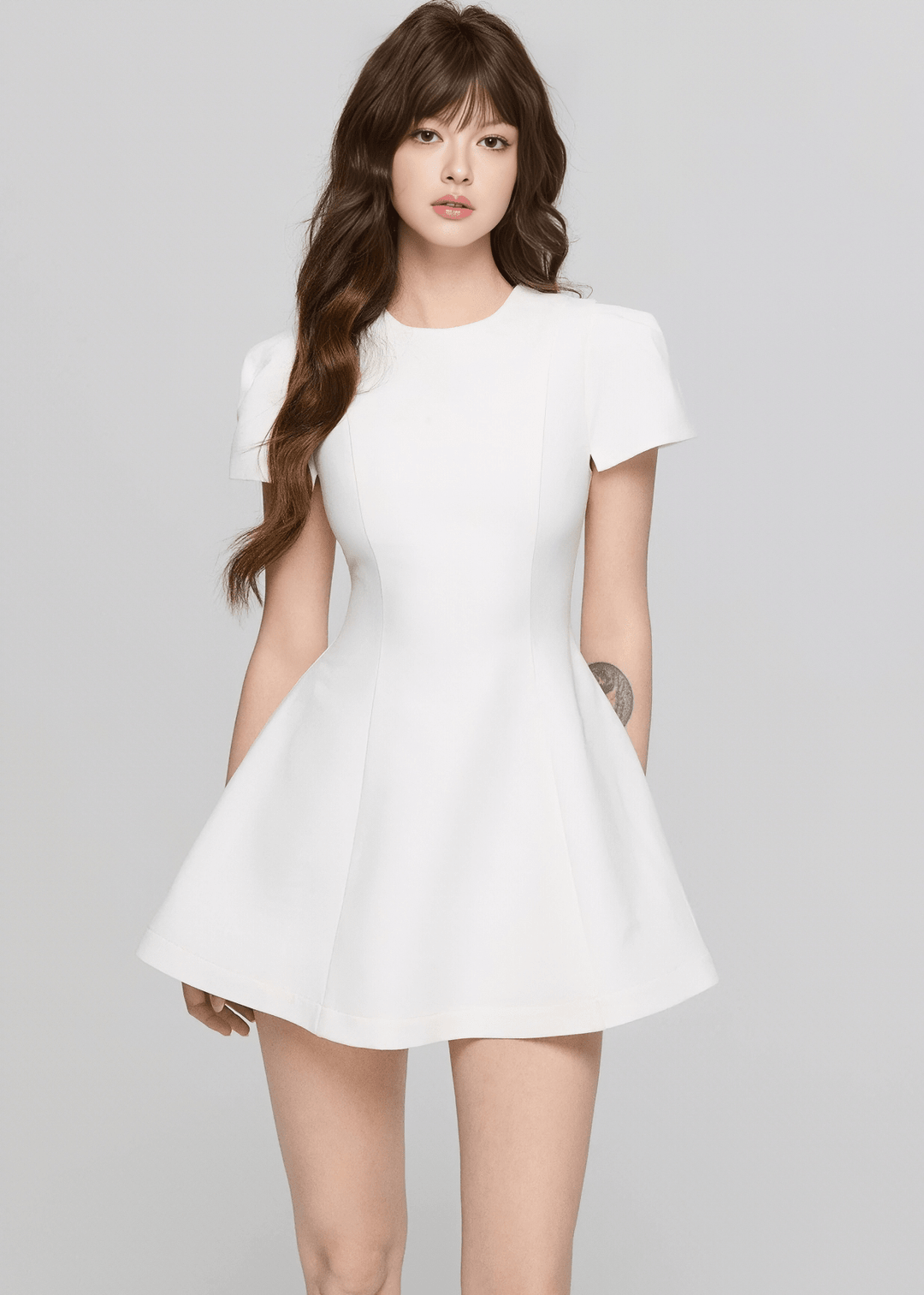 パフスリーブフィットフレアドレス - Vera Lumina