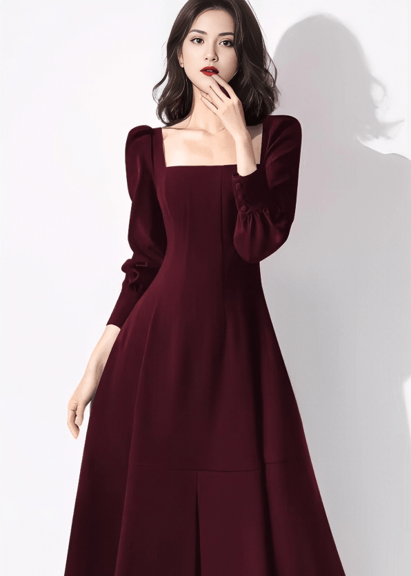 ハイウエストタックパフスリーブドレス - Vera Lumina