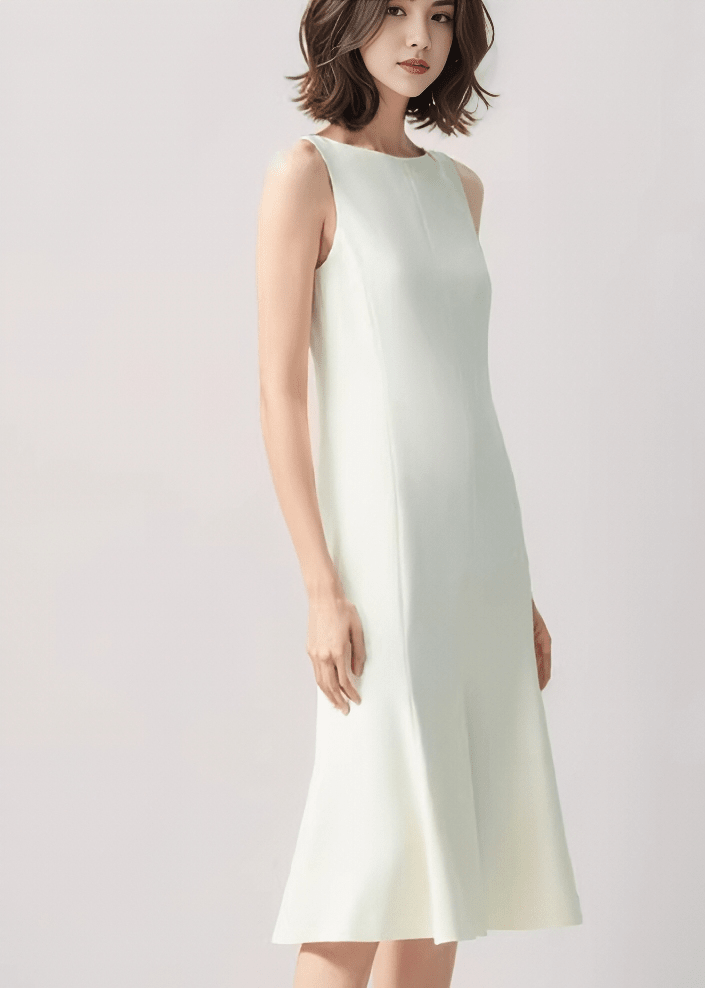 ボートネックマーメイドノースリーブワンピース - Vera Lumina