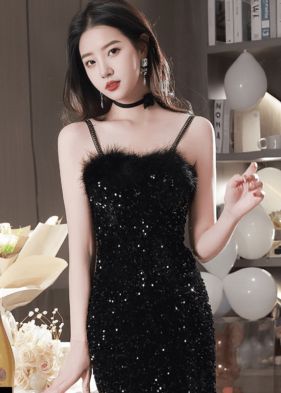 フェザースパンコールマーメイドドレス - Vera Lumina