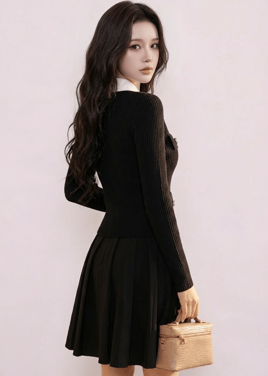 ビジューボタンバイカラーカラージャケットドレス - Vera Lumina