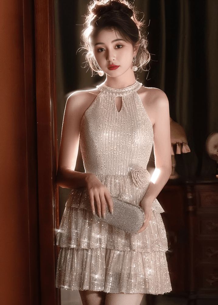 ホルターネックティアードビジュードレス - Vera Lumina