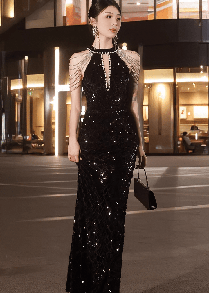 ビジューチェーンショルダーマーメイドドレス - Vera Lumina