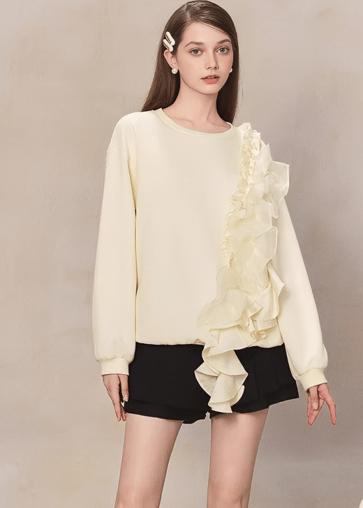 アシンメトリーフリルパネルプルオーバー - Vera Lumina