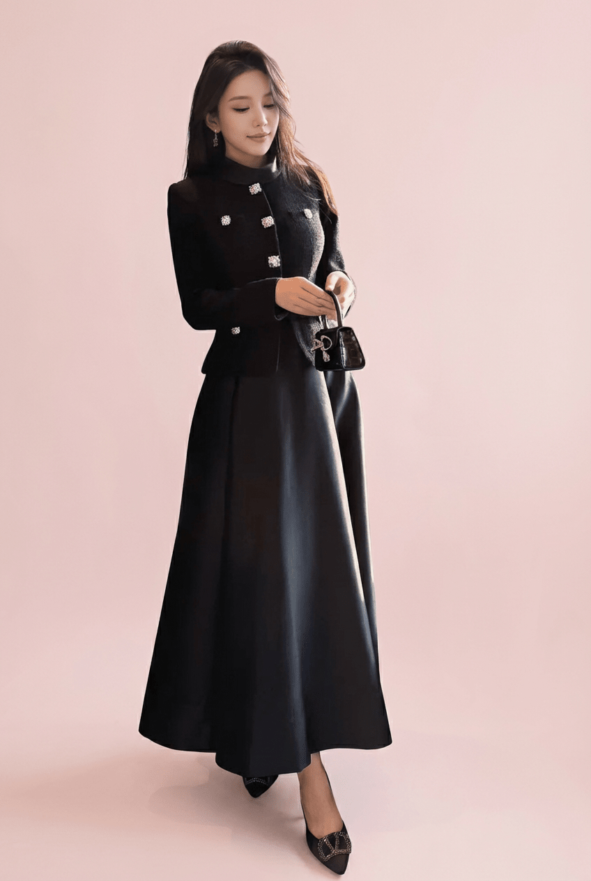 ビジューボタンベルトレースマーメイドドレス - Vera Lumina