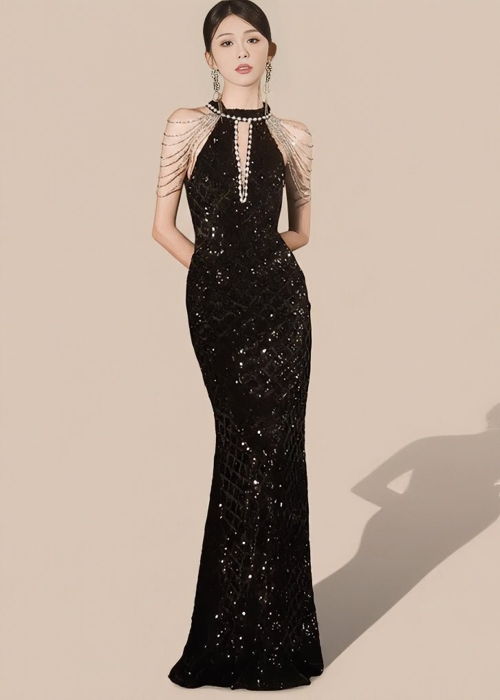 ビジューチェーンショルダーマーメイドドレス - Vera Lumina