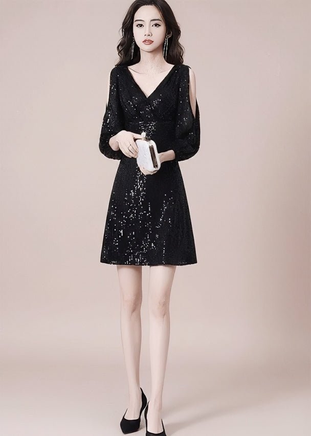 ビジューカシュクールスリットスリーブドレス - Vera Lumina