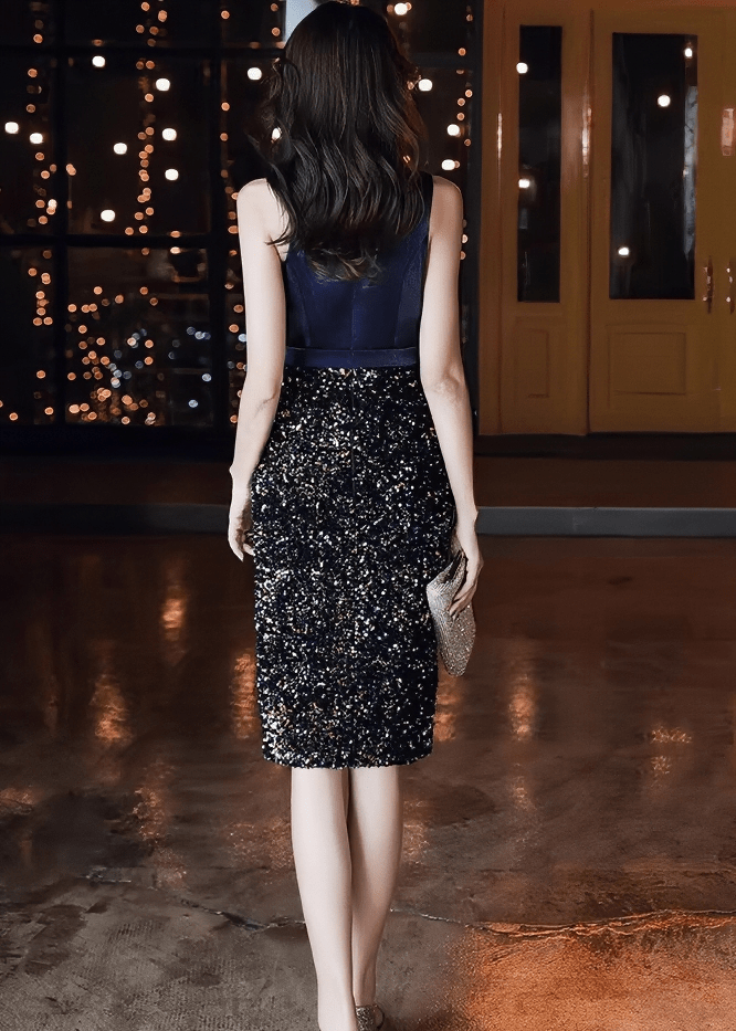 ビジューグリッターホルターネックマーメイドドレス - Vera Lumina