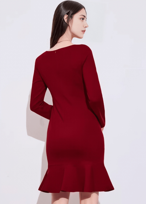 ボートネックヘムフリルマーメイドドレス - Vera Lumina