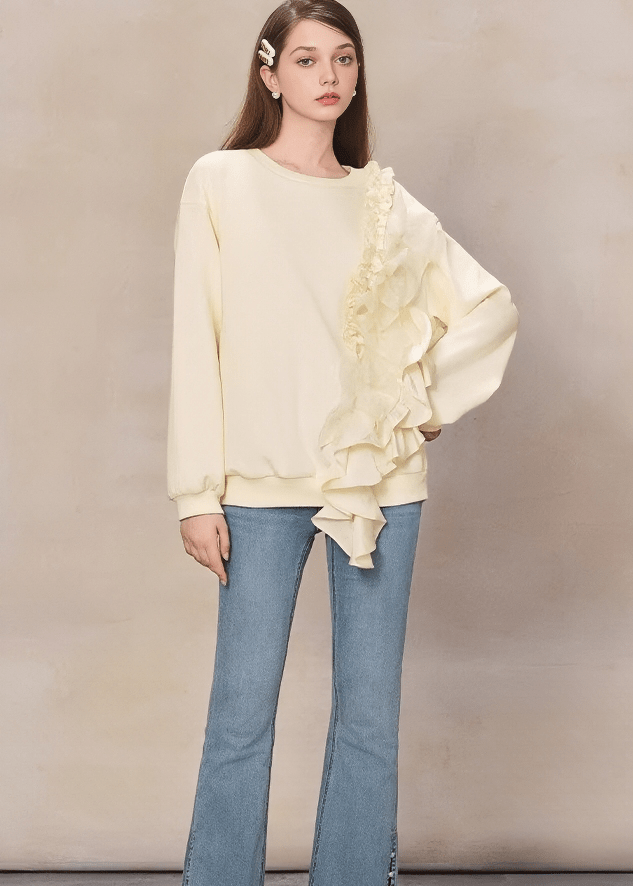 アシンメトリーフリルパネルプルオーバー - Vera Lumina