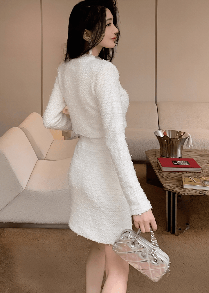 ビジューネックツイードジャケット＆ミニスカート - Vera Lumina