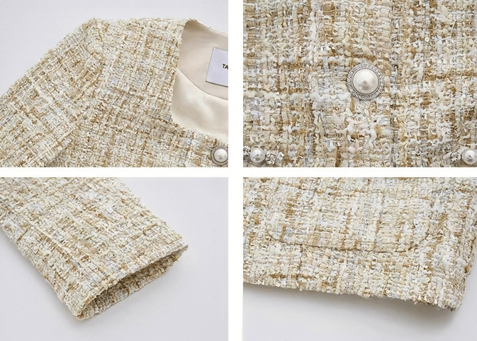 パールボタンツイードノーカラージャケット - Vera Lumina