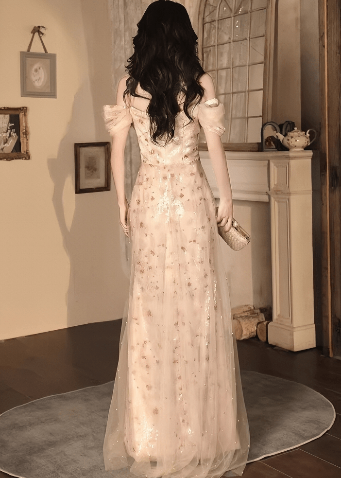 ビジューネックパフマーメイドロングドレス - Vera Lumina