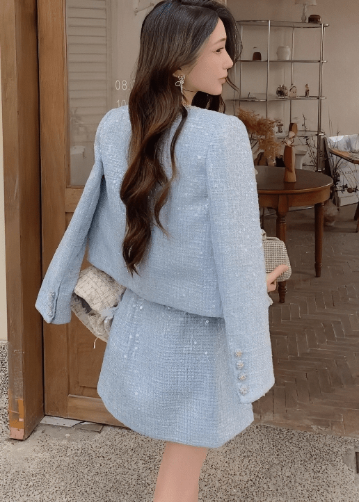 ビジューボタンノーカラージャケット＆ミニスカート - Vera Lumina