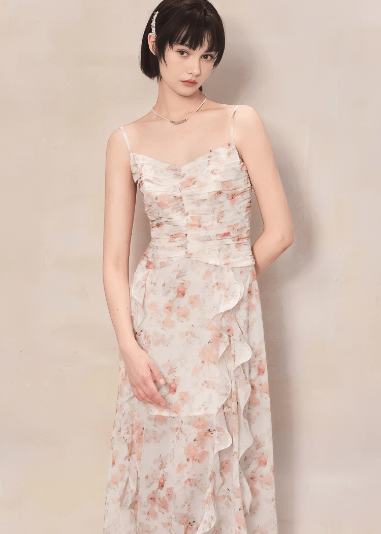 フローラルドレープキャミソールマキシドレス - Vera Lumina