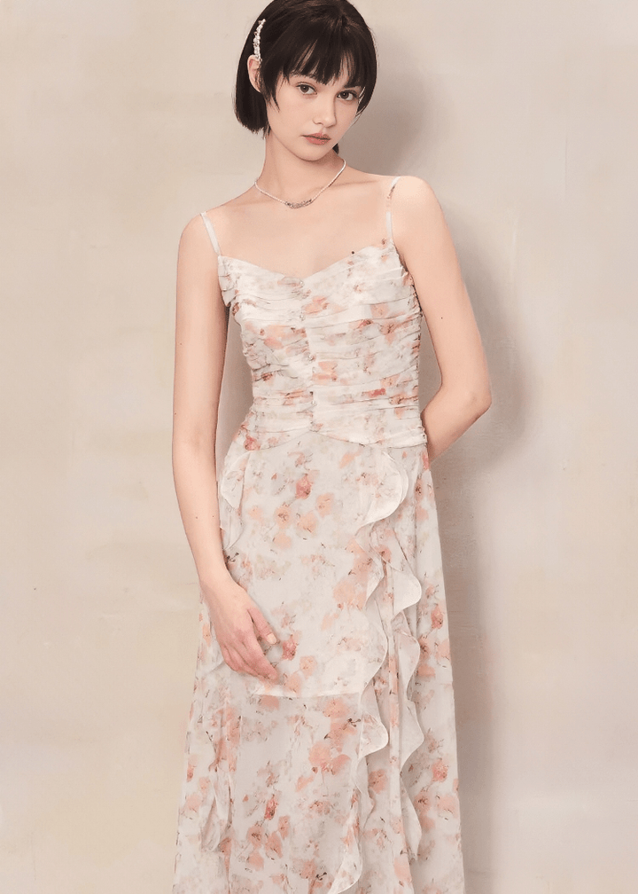 フローラルドレープキャミソールマキシドレス - Vera Lumina