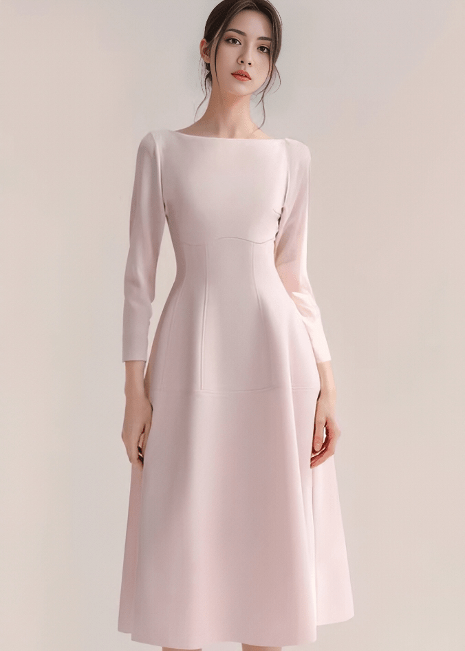 ボートネックパネルラインフレアドレス - Vera Lumina