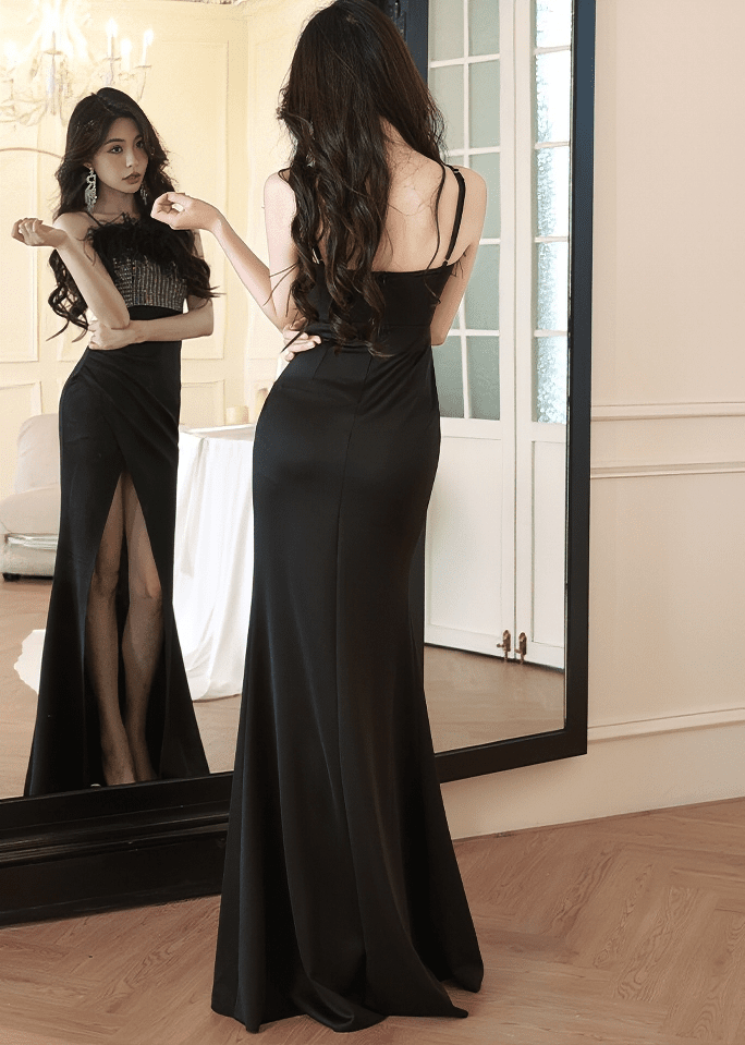 フェザービジューキャミソールマーメイドドレス - Vera Lumina