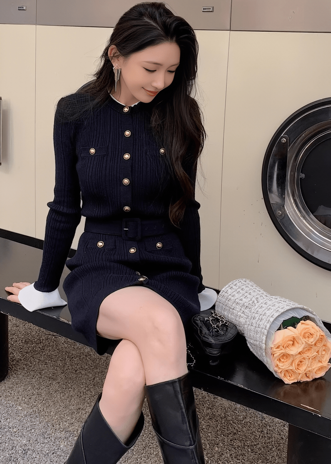 バルーンスリーブスカラップレースドレス - Vera Lumina