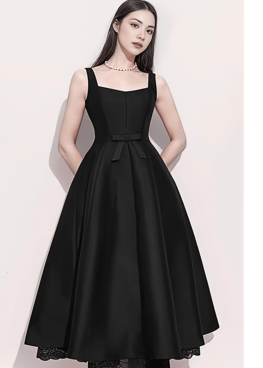 ウエストリボンヘムレースフレアドレス - Vera Lumina