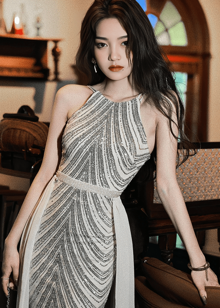 ドットチュールクロスマーメイドドレス - Vera Lumina