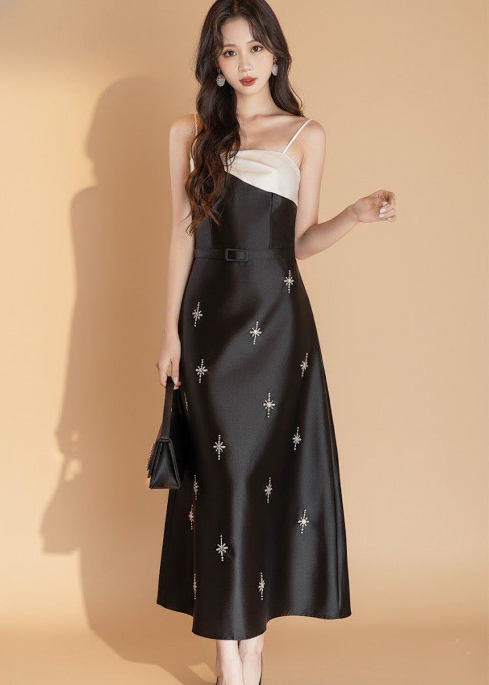 ビジューエンブロイダリーバイカラードレス - Vera Lumina