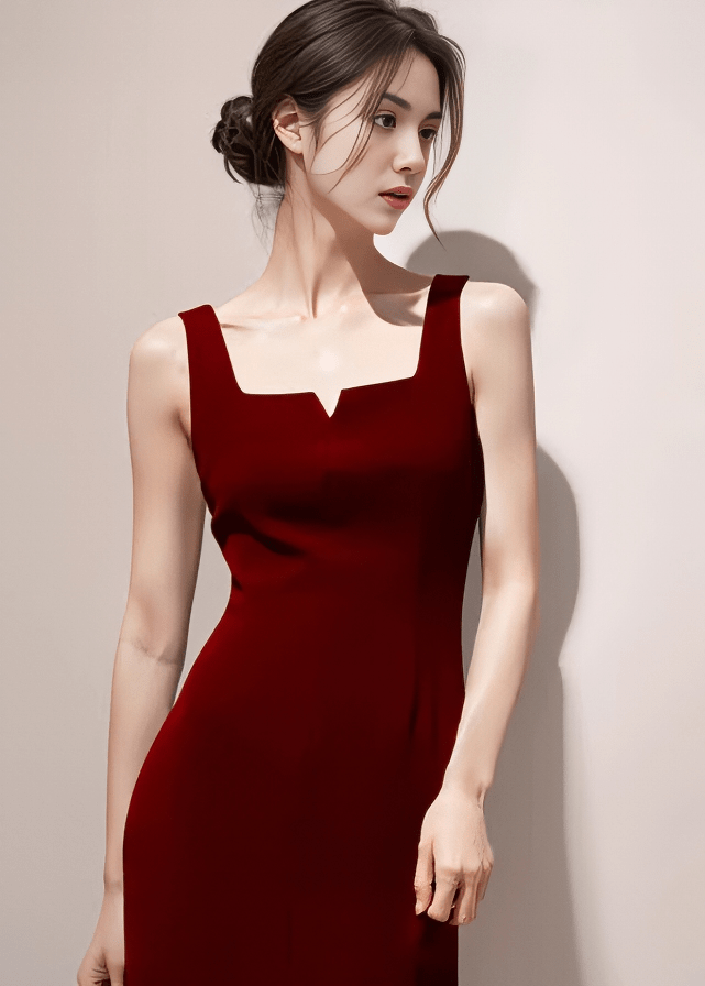 ノッチネックフロントスリットタイトドレス - Vera Lumina