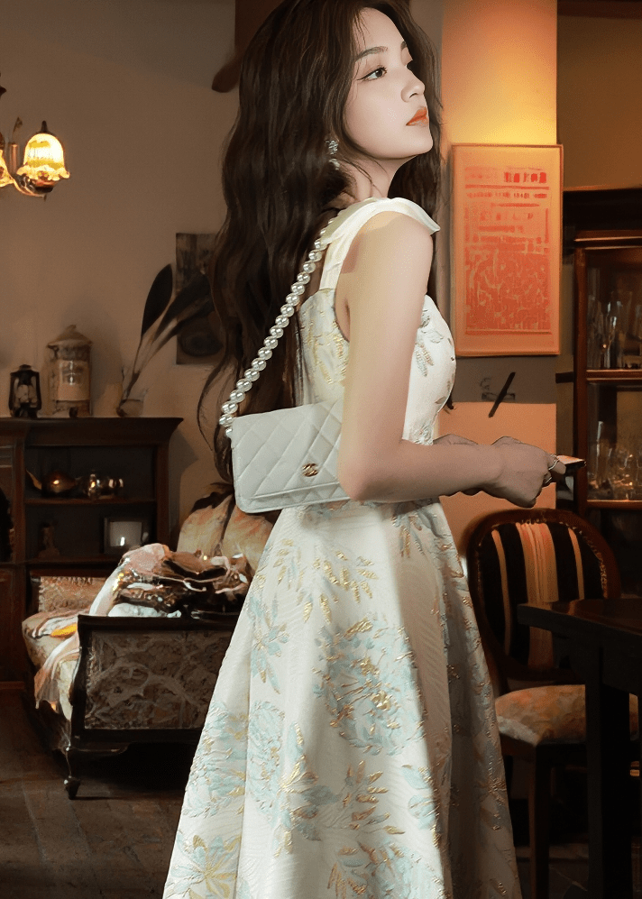 グリッターラインホルターマーメイドドレス - Vera Lumina