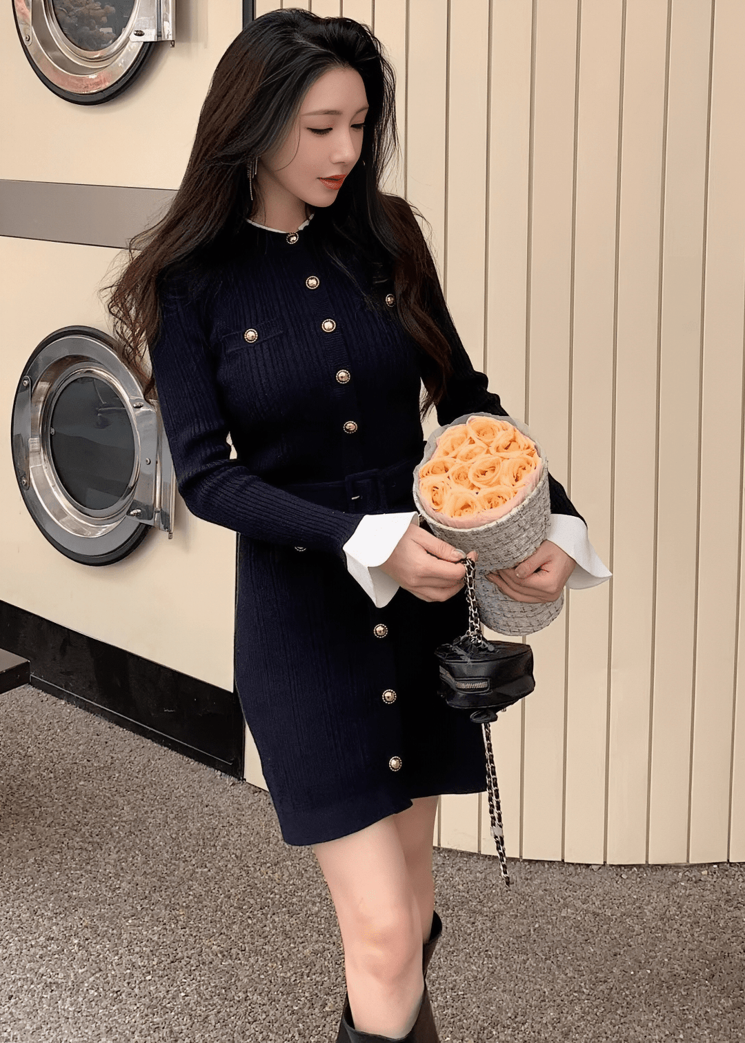 バルーンスリーブスカラップレースドレス - Vera Lumina