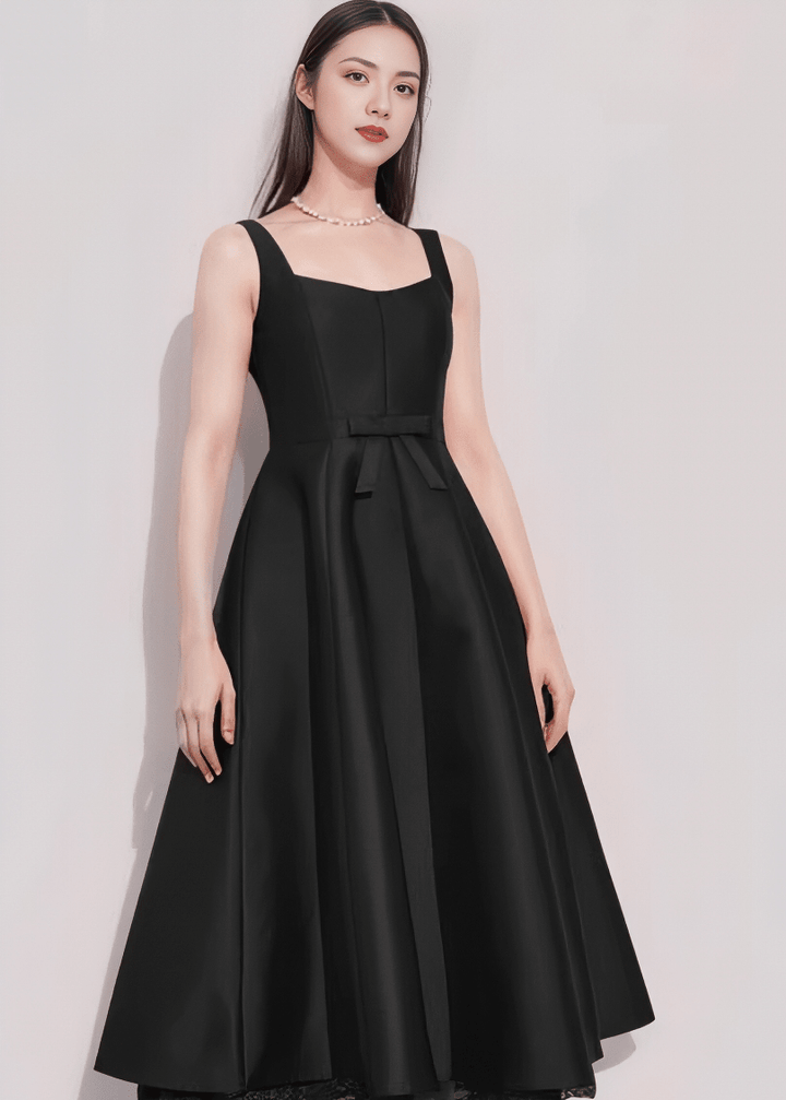 ウエストリボンヘムレースフレアドレス - Vera Lumina