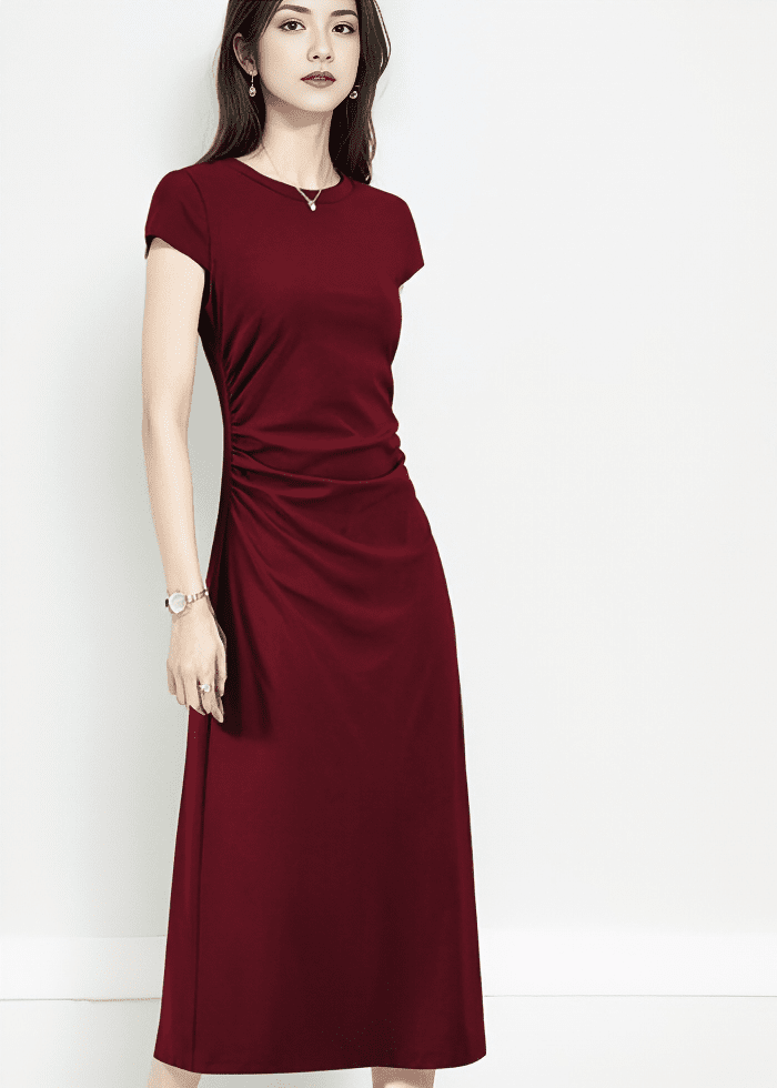 ドレープサイドギャザーマキシワンピース - Vera Lumina