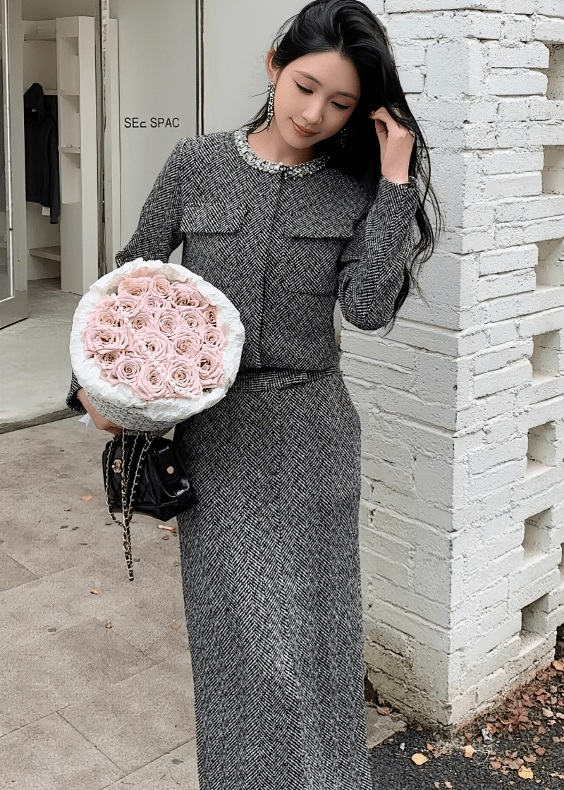 ヘリンボーンジャケット＆ポケットビジュースカート - Vera Lumina