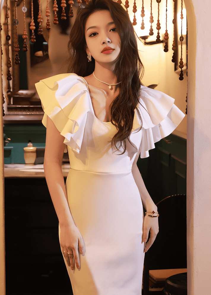 ダブルフリルスリーブタイトドレス - Vera Lumina