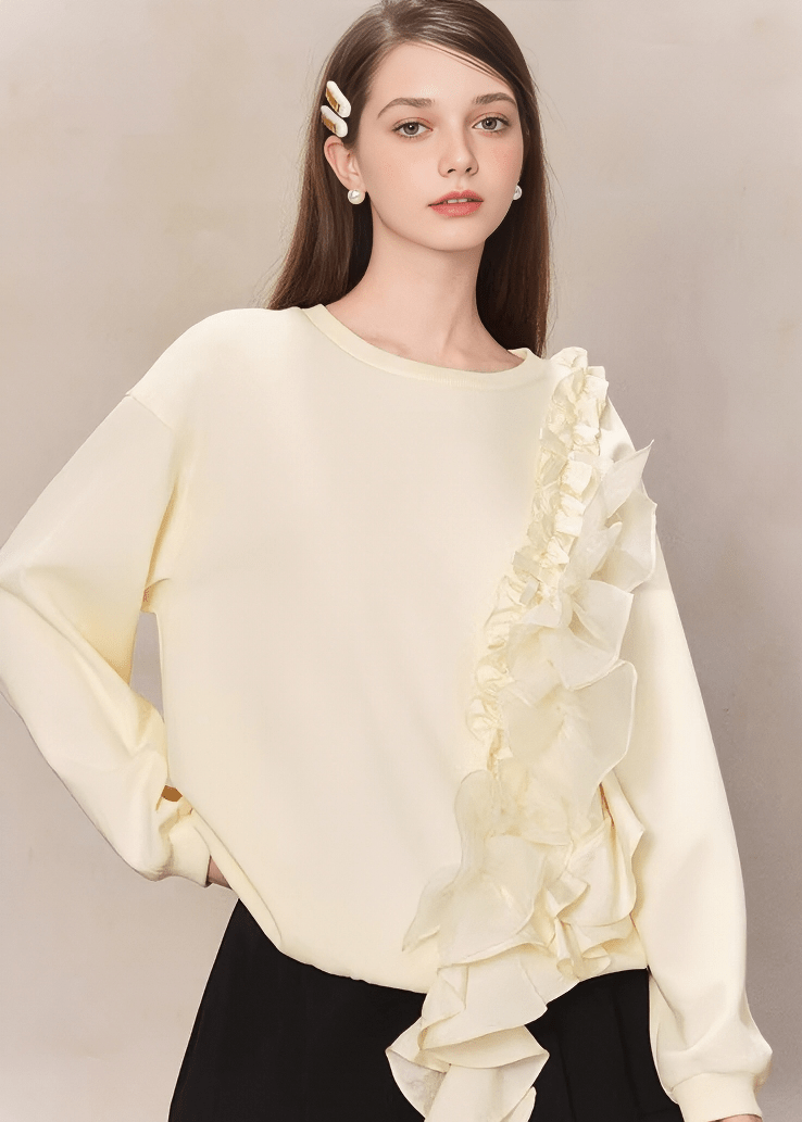 アシンメトリーフリルパネルプルオーバー - Vera Lumina