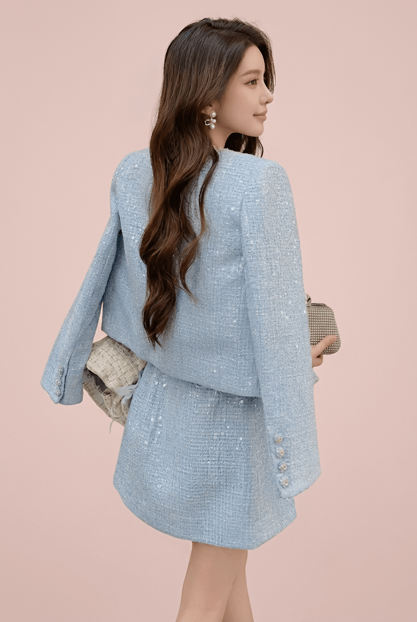 ビジューボタンノーカラージャケット＆ミニスカート - Vera Lumina