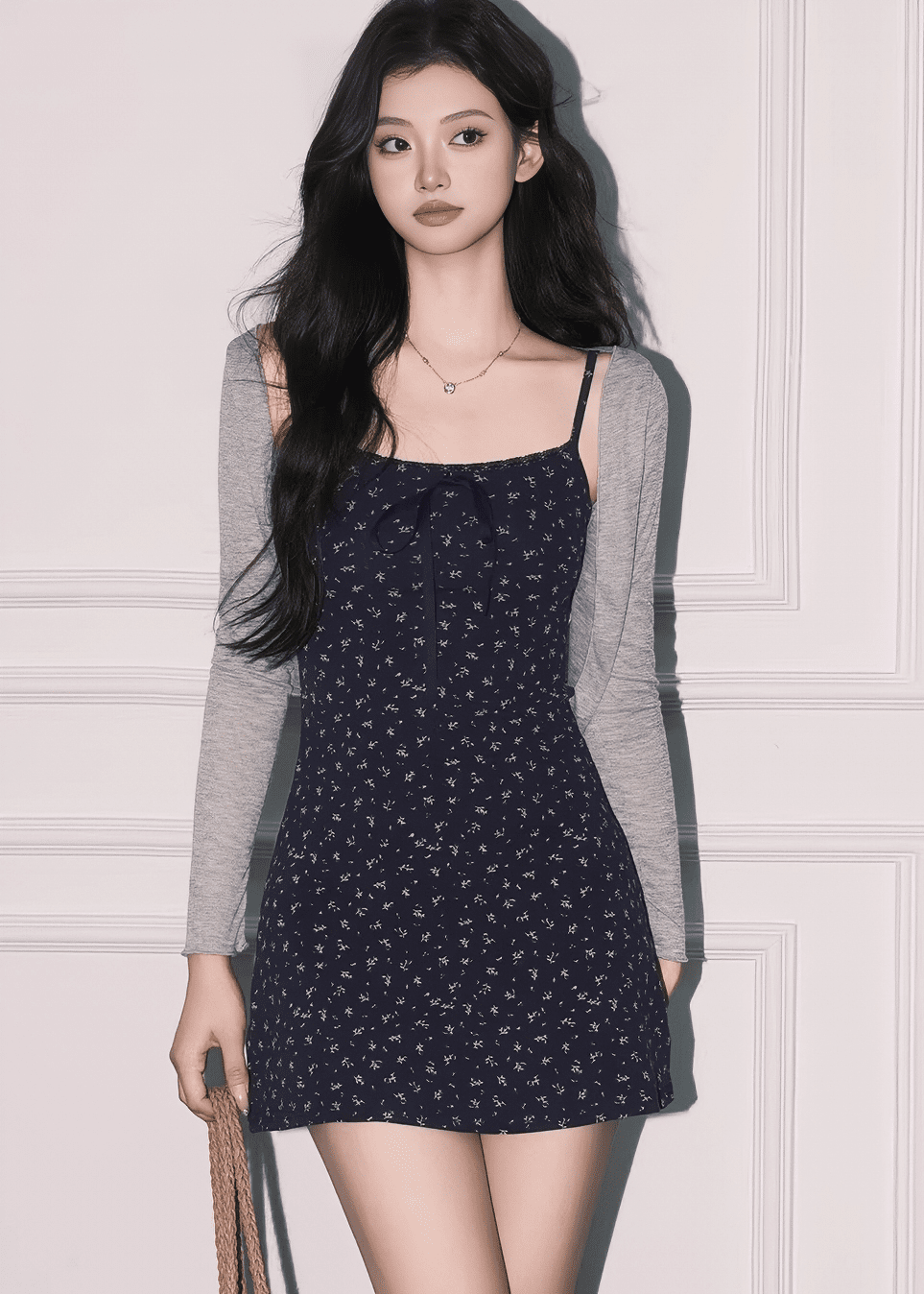 フラワープリントリボンワンピース＆カーディガン - Vera Lumina