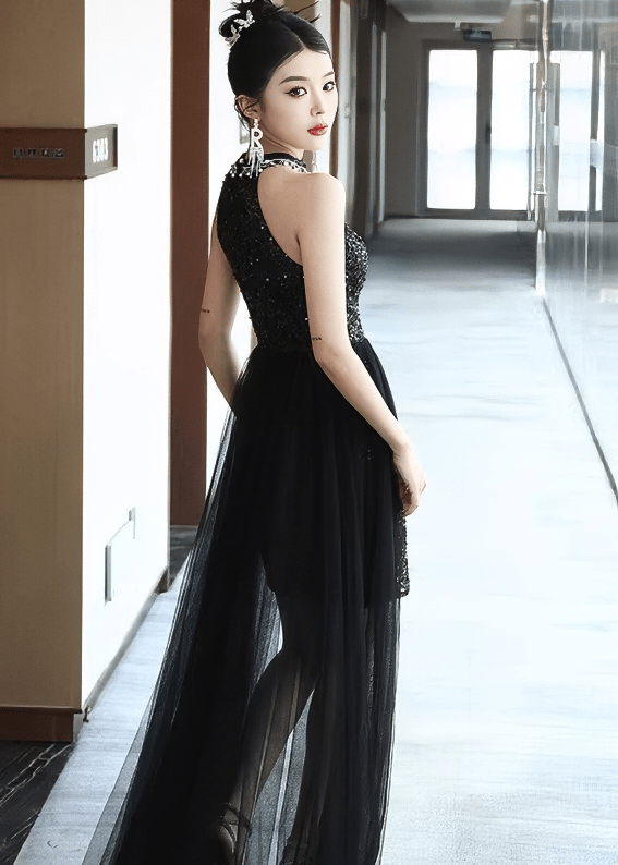 スクエアネックビジューパフマーメイドドレス - Vera Lumina