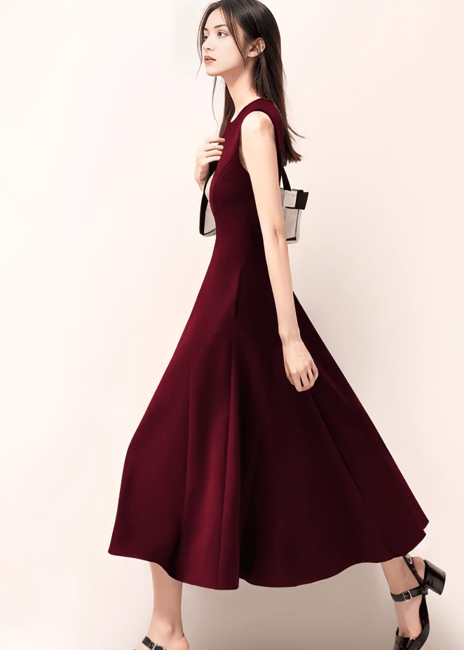 スリットネックパネルラインフレアドレス - Vera Lumina